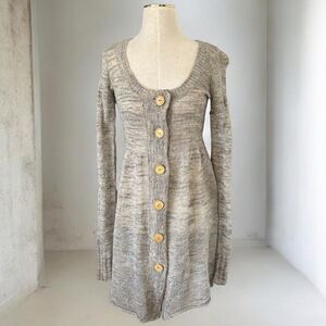 Anthropologie Sleeping On Snow Gray Multi Baby Doll Sweater Dress L